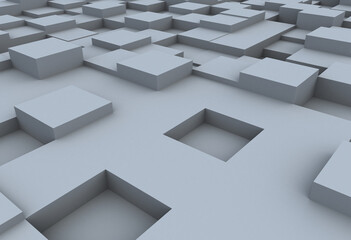 Cubes of irregular heights rendered with 3d animation, cube surface