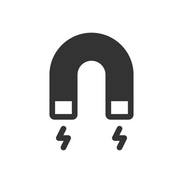 recommend clip art: Magnet icon. Black electromagnetic symbol. Black horseshoe magnet icon in vector flat style.