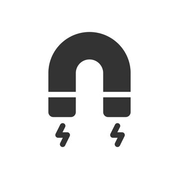 recommend clip art: Magnet icon. Black electromagnetic symbol. Black horseshoe magnet icon in vector flat style.