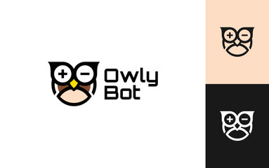 Owl logo with robotic style