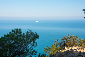 Fototapeta na wymiar Beautiful rocky coast in Mediterranean sea seen from above