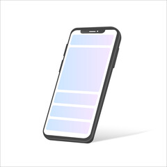 Realistic smartphone mockup. Device UI UX mockup for presentation template. . Cellphone frame with blank display isolated templates, phone different angles views. 3d isometric cell phone