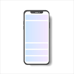 Realistic smartphone mockup. Device UI UX mockup for presentation template. . Cellphone frame with blank display isolated templates, phone different angles views. 3d isometric cell phone