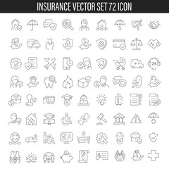 Fototapeta na wymiar Insurance outline icon set, vector illustration. Health safety