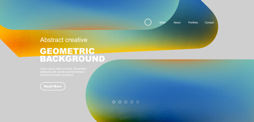 Geometric landing page background. Fluid colors and simple shapes abstract composition. Vector illustration for wallpaper, banner, background, leaflet, catalog, cover, flyer