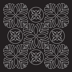 Fototapeta premium Motif Fleur Rose Cercle Symbole oriental -Symétrie - Énergie Noir et Blanc