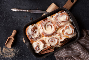 Delicious homemade cinnamon rolls, traditional winter sweets