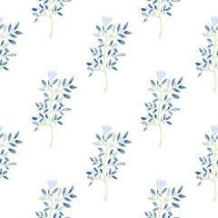 Decorative forest flower endless wallpaper. Hand drawn herbal seamless pattern.