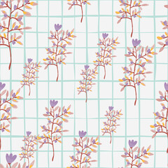 Decorative forest flower endless wallpaper. Hand drawn herbal seamless pattern.