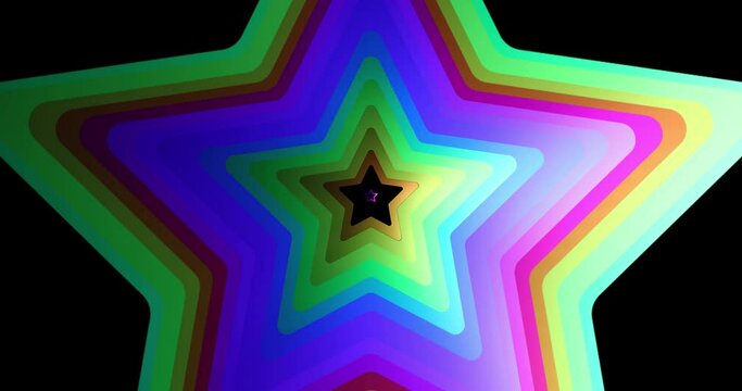 Beautiful twinkling multicolored star light moving fast on black background. Festival Event, Wedding, Christmas, Diwali, Celebration, New Year, etc