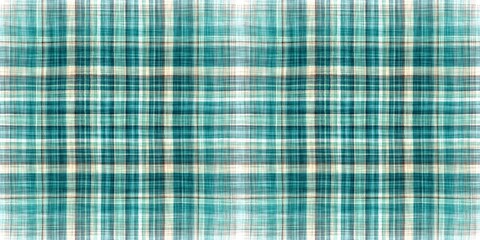 Teal rustic coastal beach house border check fabric tile. Seamless sailor flannel edging trim textile. Gingham rustic banner ribbon endless tape.