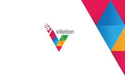 Colorful Letter Logo Vileton Alphabet V Monogram