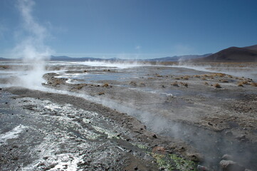 Geothermal Geyser atacama volcano hot steam water