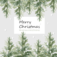 Christmas background with watercolor ornaments
