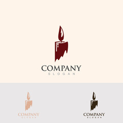 Obraz premium Candle icon burning, simple design style graphic flat line illustration