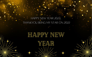 Black and Gold New Year Thankyou Card - 1