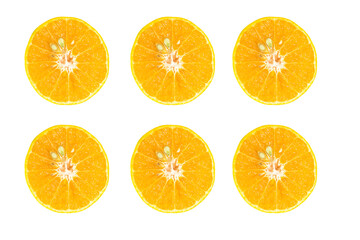 set of orange slices, Orenge isolated on white background.
