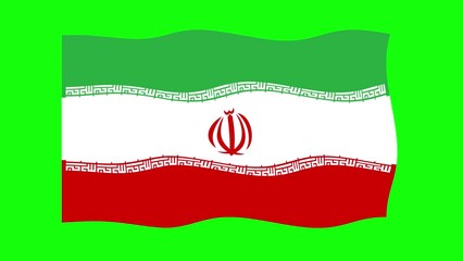 Iran Waving Flag 2D Animation on Green Screen Background. Looping seamless animation. Motion Graphic - Powered by Adobe