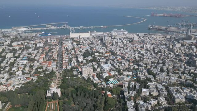 Aerial view of Haifa city in Israel