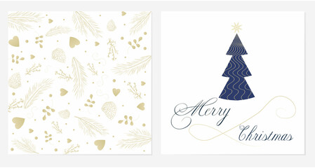 A set of cards, postcards, New Year's and Christmas greetings. Corporate postcards with greenery, deer, snowflakes, lettering.	

