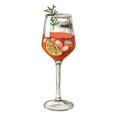 Illustration of Aperol Spritz cocktail.