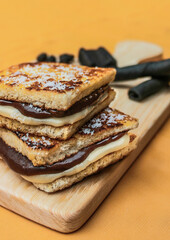 Sandwiches with milk and chocolate cream