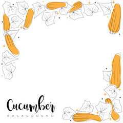 Nature background design with cucumber in line art concept design