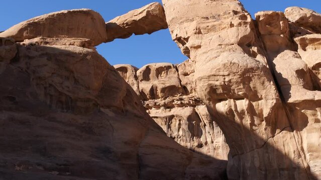 Um Fruth rock bridge in Wadi Rum desert, Jordan