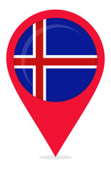Map pin icons of Iceland's national flags
