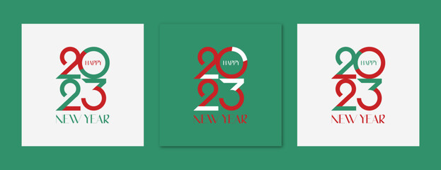2023 new year greeting. Set of 2023 new year square banner template for cover, poster and media post