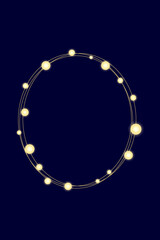 Naklejka premium frame with sparkling lights on a dark blue background. For cards, invitations, social media. Vector.