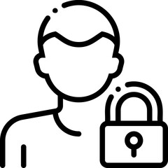 Lock Master Key Privacy Male Man Boy Person User Avatar Profile line icon