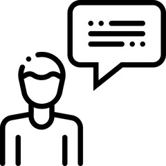 Talk Speech Speak Male Man Boy Person User Avatar Profile line icon