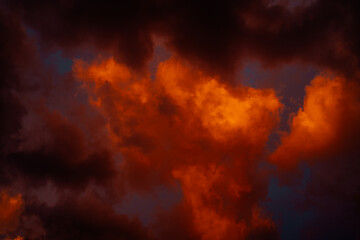 Orange sunset clouds. Background. Texture. High quality photo