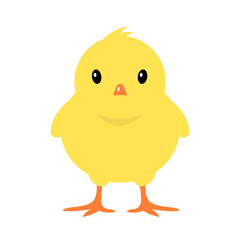 Little cute yellow chickhen. Poultry, farming. decorative element. Domestic bird. Flat vector illustration isolated on white background