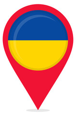 Map pin icons of Ukraine's national flags