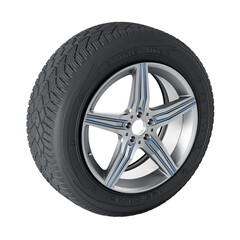 Winter tyre on transparent background