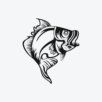 Fishing vector art illustration on white background