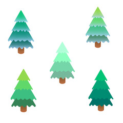 Сollection of Christmas tree design set. Vector drawn illustrations. Usable for banners, greeting cards, gifts and decoration 