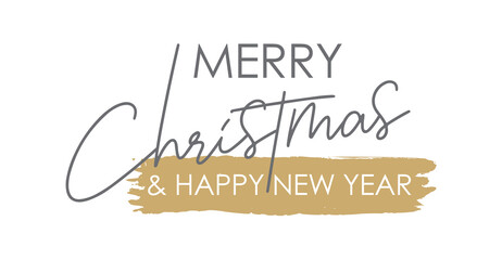 merry christmas and happy new year elegant lettering, calligraphy, typography