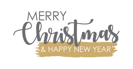 merry christmas and happy new year calligraphy, text, lettering, typography