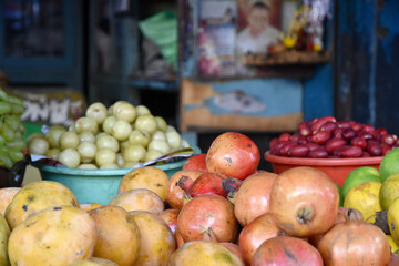 tropical fruit at market stall in Chennai