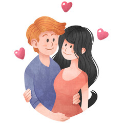 Couple Hugging Watercolor