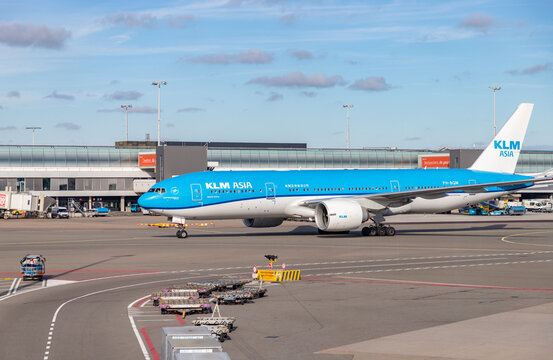Amsterdam, Netherlands - October 19, 2022: A picture of a KLM Asia plane at the Schiphol Airport.