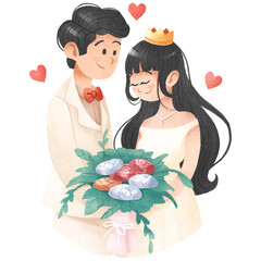 Wedding Couple with Flower