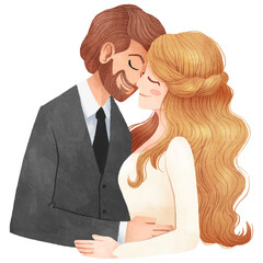 Couple Wedding Kiss Watercolor