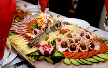 well decorated festive catering food, holiday food and food decoration concept, 