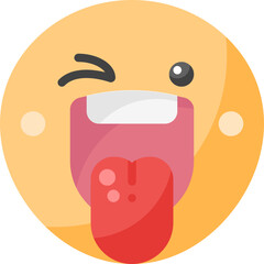 Winking Tongue Out Smiley Emoticon Face flat icon