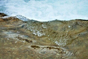Fresh clean water from the river with stone