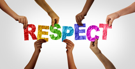 Human respect and People respecting diversity in society and global equality for an international diverse workplace and tolerance of multicultural cultures